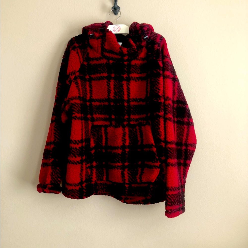 Victoria Secret Pink New Checkered Sherpa Hoodie